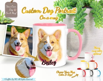Custom Pet Portrait On Mug | Personalized Realistic Dog Painting | 11oz Ceramic Mug | Dog Lover Gift | Pet Memorial Gift | Dog Adoption Gift
