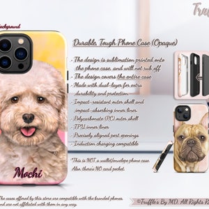 Custom Mini Poodle Phone Case Personalized Dog Phone Cover Doodle Dog Pattern Phone Case Dog Lover Unique Gift Poodle Pet Portrait image 7