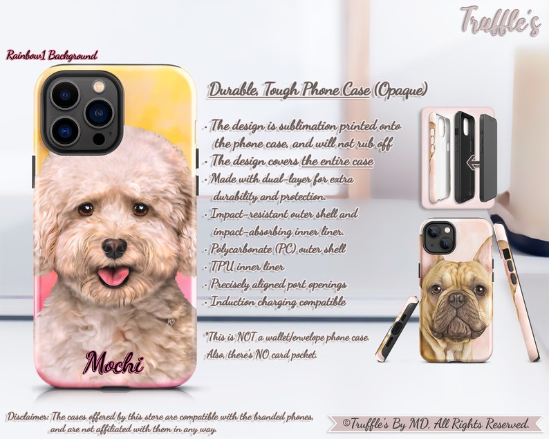 Custom Mini Poodle Phone Case Personalized Dog Phone Cover Doodle Dog Pattern Phone Case Dog Lover Unique Gift Poodle Pet Portrait image 7