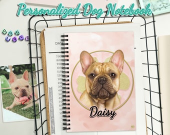 Custom Dog Notebook | Personalized Dog Lover Gift | Personalized Journal | Spiral Notebook with Dog Pattern | Custom Diary with Dog Drawing