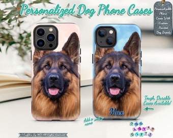 Custom German Shepherd Phone Case | Personalized Dog Phone Cover | Shepherd Dog Custom Portrait | Dog Lover Unique Gift | Pet Portrait
