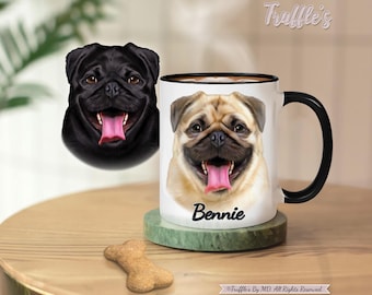 Custom Pug Mug | Personalized Pug Gift | Pug Coffee Mug | Pug Drawing | Dog Lover Gift | Custom Pet Portrait | Pug Mom Gift | Pug Dad Gift