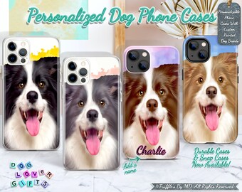 Custom Border Collie Phone Case | Personalized Dog Phone Cover | Collie Dog Phone Case | Dog Lover Unique Gift | Realistic Pet Portrait
