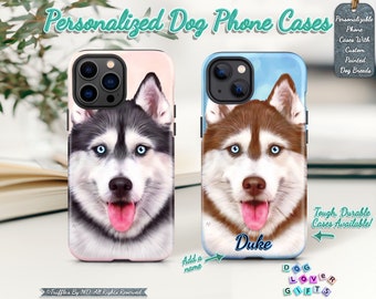 Custom Siberian Husky Phone Case | Personalized Dog Phone Cover | Husky Portrait Phone Case | Dog Lover Unique Gift | Realistic Pet Portrait