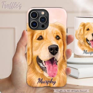 Custom Golden Retriever Phone Case | Personalized Dog Phone Cover | Dog Portrait On Phone Case | Dog Lover Gift | Realistic Pet Portrait