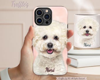 Custom Bichon Frise Phone Case | Personalized Dog Phone Cover | Custom Bichon Frise Gift | Bichon Frise Portrait Painting | Dog Lover Gift
