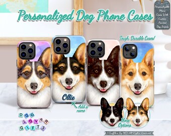 Custom Corgi Phone Case | Personalized Dog Phone Cover | Corgi Portrait On Phone Case | Dog Lover Unique Gift | Realistic Pet Portrait