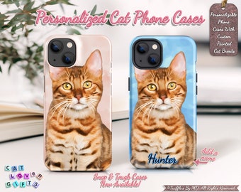 Custom Cat Phone Case | Personalized Bengal Cat Phone Cover | Bengal Cat Portrait On Phone Case | Cat Lover Gift | Cat Mom | Cat Dad Gift