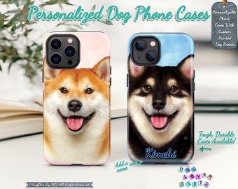 Custom Shiba Inu Phone Case | Personalized Dog Phone Cover | Dog Portrait On Phone Case | Dog Lover Unique Gift | Realistic Pet Portrait