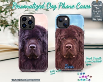 Custom Newfoundland Phone Case | Personalized Dog Phone Cover | Newfoundland Dog Portrait | Dog Lover Unique Gift | Custom Pet Portrait