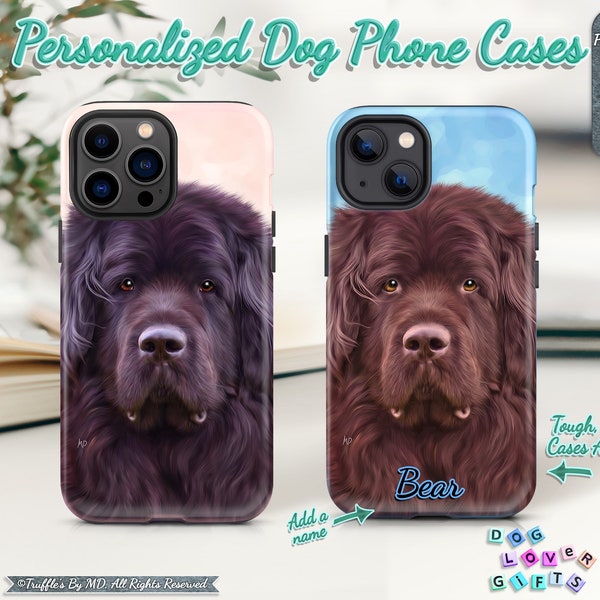 Custom Newfoundland Phone Case | Personalized Dog Phone Cover | Newfoundland Dog Portrait | Dog Lover Unique Gift | Custom Pet Portrait