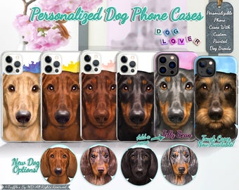 Personalized Illustrated Dachshund Phone Case | Custom Realistic Dog Phone Cover | Dachshund Dog Portrait On Phone Case | Dog Lover Gift
