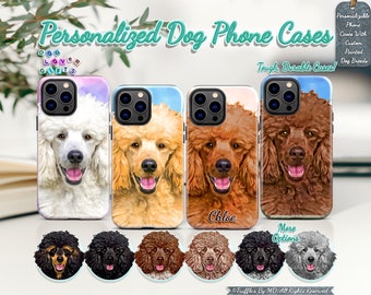 Custom Poodle Phone Case | Personalized Dog Phone Cover | Dog Portrait On Phone Case | Dog Lover Unique Gift | Poodle Pet Portrait