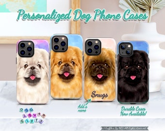 Custom Pekingese Phone Case | Personalized Dog Phone Cover | Pekingese Dog Drawing Phone Case | Dog Lover Unique Gift | Pet Portrait