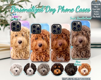 Custom Doodle Phone Case | Personalized Dog Phone Cover | Doodle Dog Pattern Phone Case | Dog Lover Unique Gift | Labradoodle Pet Portrait