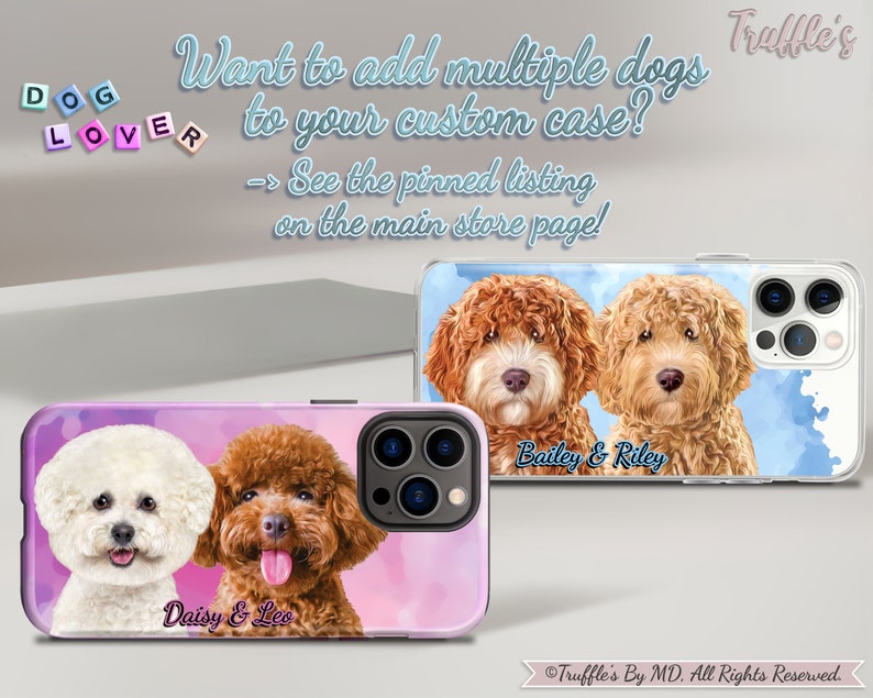 Custom Mini Poodle Phone Case Personalized Dog Phone Cover Doodle Dog Pattern Phone Case Dog Lover Unique Gift Poodle Pet Portrait image 10