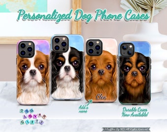 Custom Cavalier Phone Case | Personalized Dog Phone Cover | Custom Dog Portrait | Dog Lover Unique Gift | Realistic Cavalier Pet Portrait