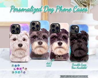 Custom Schnauzer Phone Case | Personalized Dog Phone Cover | Schnauzer Portrait Phone Case | Dog Lover Unique Gift | Realistic Pet Portrait