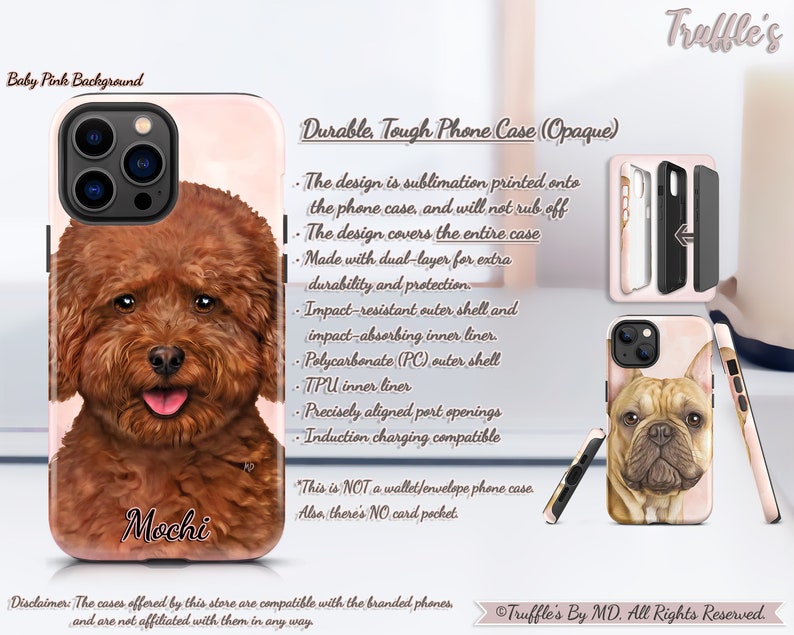 Custom Mini Poodle Phone Case Personalized Dog Phone Cover Doodle Dog Pattern Phone Case Dog Lover Unique Gift Poodle Pet Portrait image 9