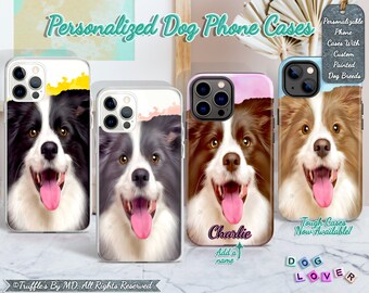 Personalized Illustrated Border Collie Phone Case | Custom Realistic Dog Phone Cover | Border Collie Portrait On Phone Case | Dog Lover Gift