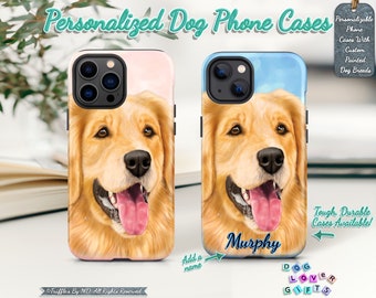 Custom Golden Retriever Phone Case | Personalized Dog Phone Cover | Dog Portrait On Phone Case | Dog Lover Gift | Realistic Pet Portrait