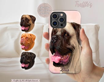 Custom Mastiff Phone Case | Personalized Dog Phone Cover | Custom Mastiff Gift | Unique Dog Lover Gift | Mastiff Dog Portrait Drawing