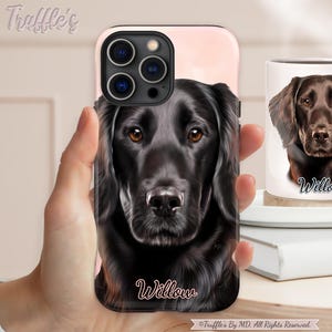 Personalisierte Flat Coated Retriever Handyhülle | Personalisierter Flat-Coated Retriever Geschenk | Personalisiertes Portrait | Hund Liebhaber Geschenk