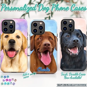 Personalisierte Labrador-Handyhülle Labradorit Handyhülle Personalisiertes Hundeportrait Hundeliebhaber Einzigartiges Geschenk Realistisches Tierportrait Bild 1