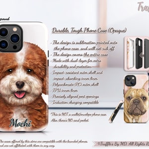 Custom Mini Poodle Phone Case Personalized Dog Phone Cover Doodle Dog Pattern Phone Case Dog Lover Unique Gift Poodle Pet Portrait image 6