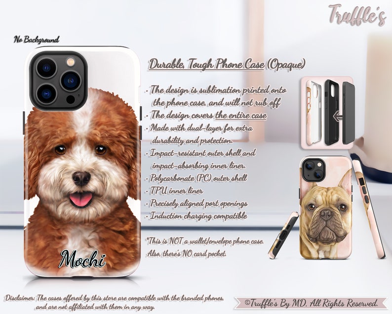 Custom Mini Poodle Phone Case Personalized Dog Phone Cover Doodle Dog Pattern Phone Case Dog Lover Unique Gift Poodle Pet Portrait image 6