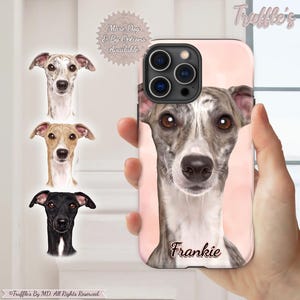Custom Greyhound Phone Case | Personalized Greyhound Gift | Greyhound Portrait Drawing | Dog Lover Gift | Custom Greyhound Dog Phone Cover