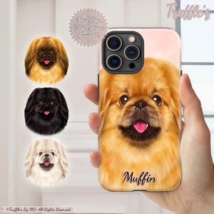 Custom Pekingese Phone Case | Personalized Dog Phone Cover | Pekingese Dog Portrait Drawing | Dog Lover Unique Gift | Custom Pekingese Gift