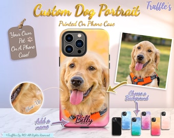 Haustier-Porträt auf Telefon-Hülle | Personalisierte Hundemalerei | Personalisierter Hund | Hundeliebhaber handgemachtes Geschenk | Hundeadoption Geschenk | Haustier-Denkmal