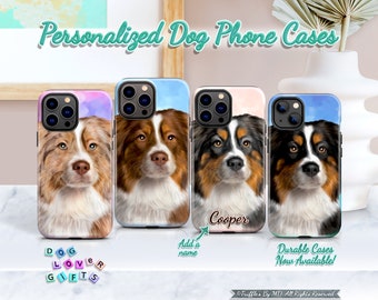 Custom Australian Shepherd Phone Case | Personalized Dog Phone Cover | Dog Portrait On Phone Case | Dog Lover Unique Gift | Pet Portrait