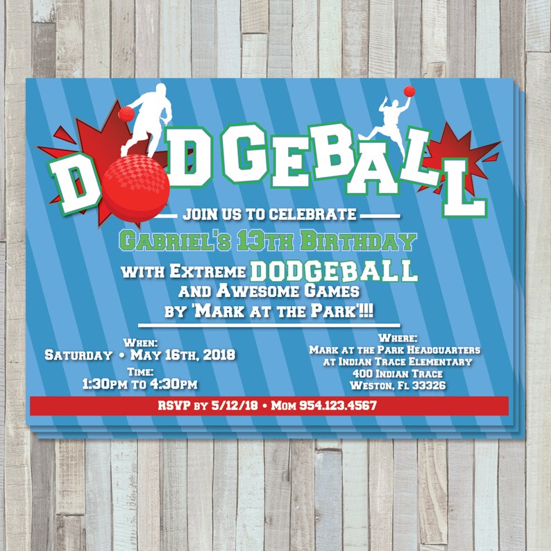 Dodgeball Lettering Dodgeball Party Birthday Invite - Etsy