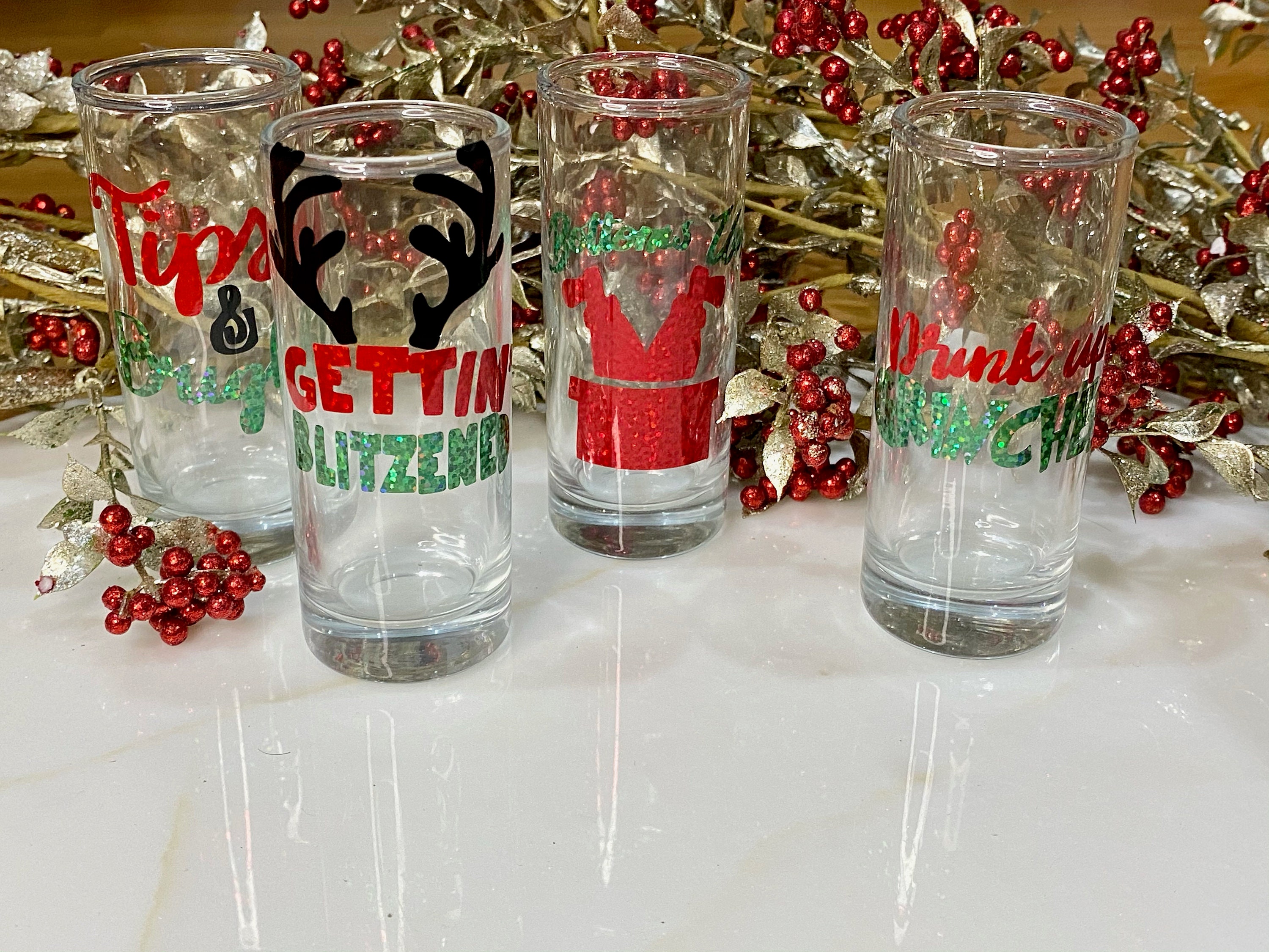 Christmas Tipsy Shot Glasses Personalized Shot Glasses Etsy
