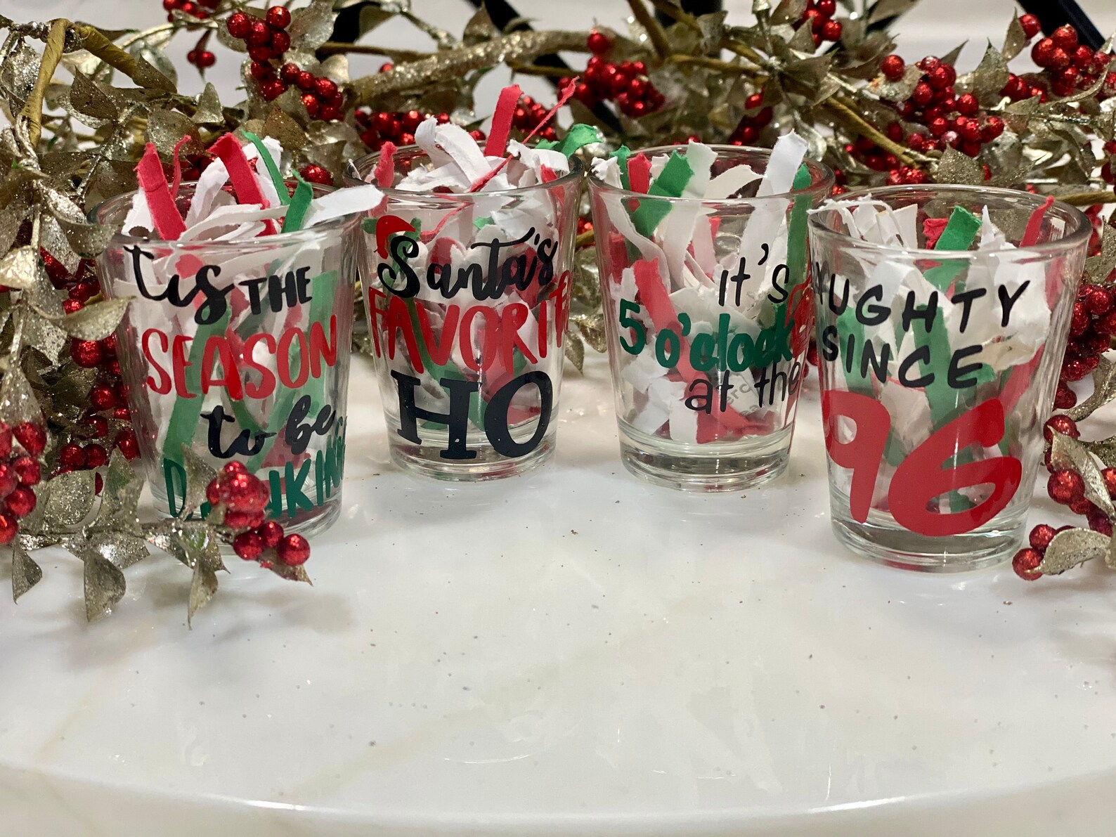 Christmas Tipsy Shot Glasses Personalized Shot Glasses Etsy