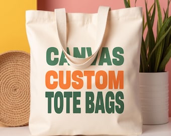 Personalized Canvas Tote Bags, Promotional Trade Show Gift, Custom Shopping Bags, Custom Text and Logo, Full Color Print