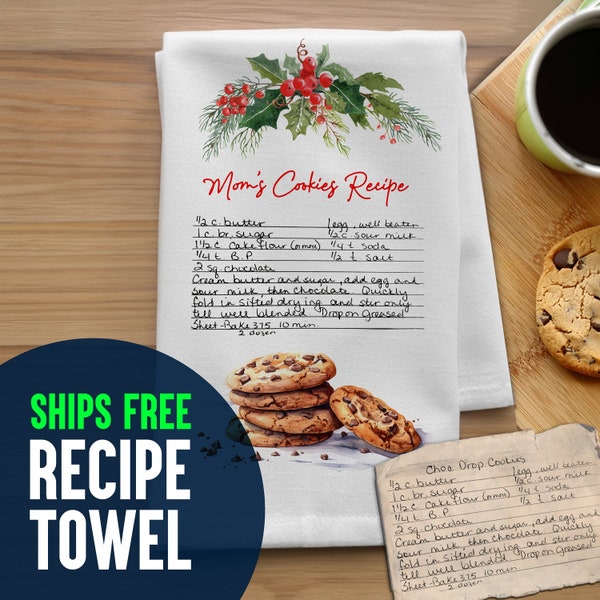 Recipe Tea Towel, Personalized Recipe Towel, Family Handwritten Recipe onto Kitchen Tea Towel, Mothers Day Gift Towel