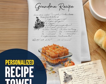 Custom Printed Recipe Tea Towel, Personalized Recipe Towel, Family Handwritten Recipe onto Kitchen Tea Towel, Handwriting Recipe Towels