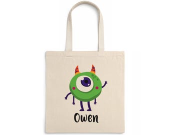 Personalized Halloween Tote Bag, Custom Name Trick or Treat Design