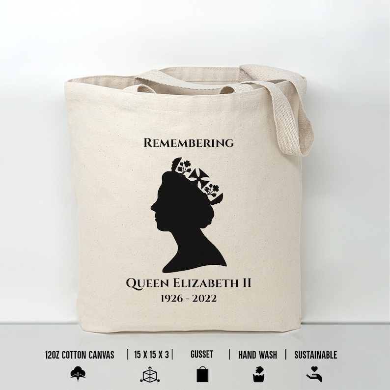 Queen Elizabeth II Art Tote Bag: 12oz Cotton Canvas image 1