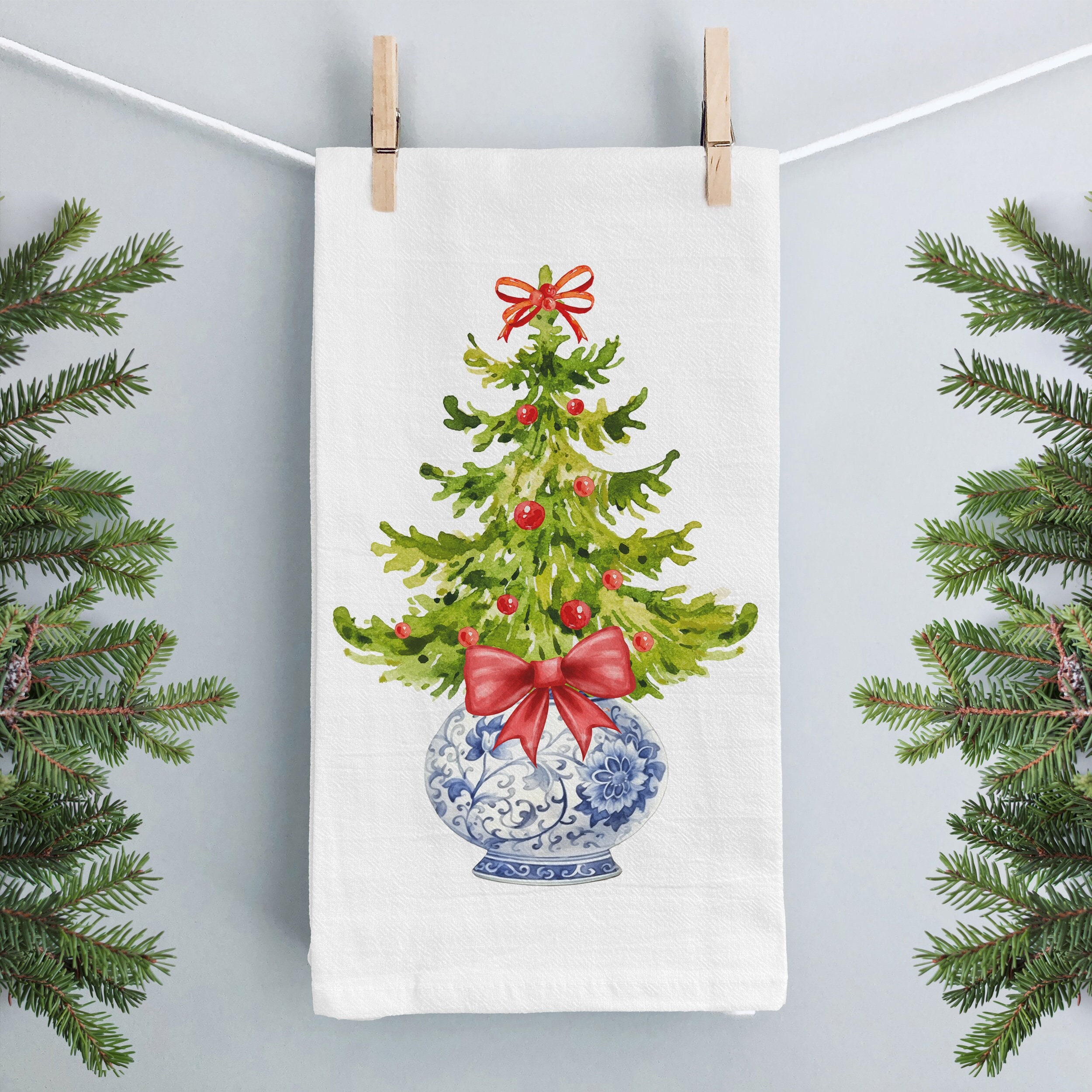 Folkulture Christmas Kitchen Towels Set of 3 for Christmas Decorations  Theme, 26x20 Farmhouse Dish Towels or Tea Towels for Decor, Cotton  Decorative