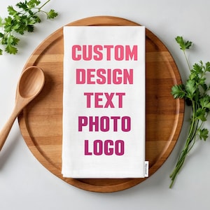 Personalized Organic Cotton Kitchen Towel: Photo, Logo, or Text