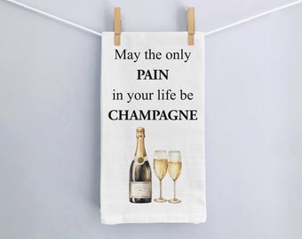 Funny Champagne Kitchen Towel, Christmas Host Gift