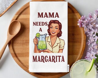 Mama Needs a Margarita Tea Towel, Retro Cocktail Designs