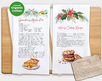 Handwritten Heirloom Keepsake Recipe Towels - Custom Tea Towel With Family Recipes