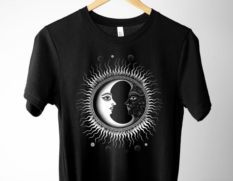 Sun and Moon Eclipse T-Shirt: Harmony Symbol, AirLume Cotton Tee afbeelding 1
