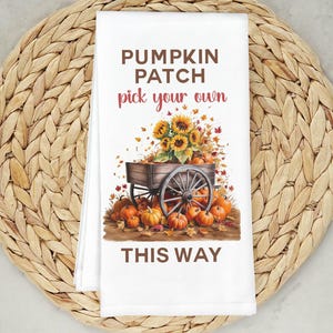 Pumpkin Patch Organic Cotton Kitchen Towel: Rustic Fall Decor
