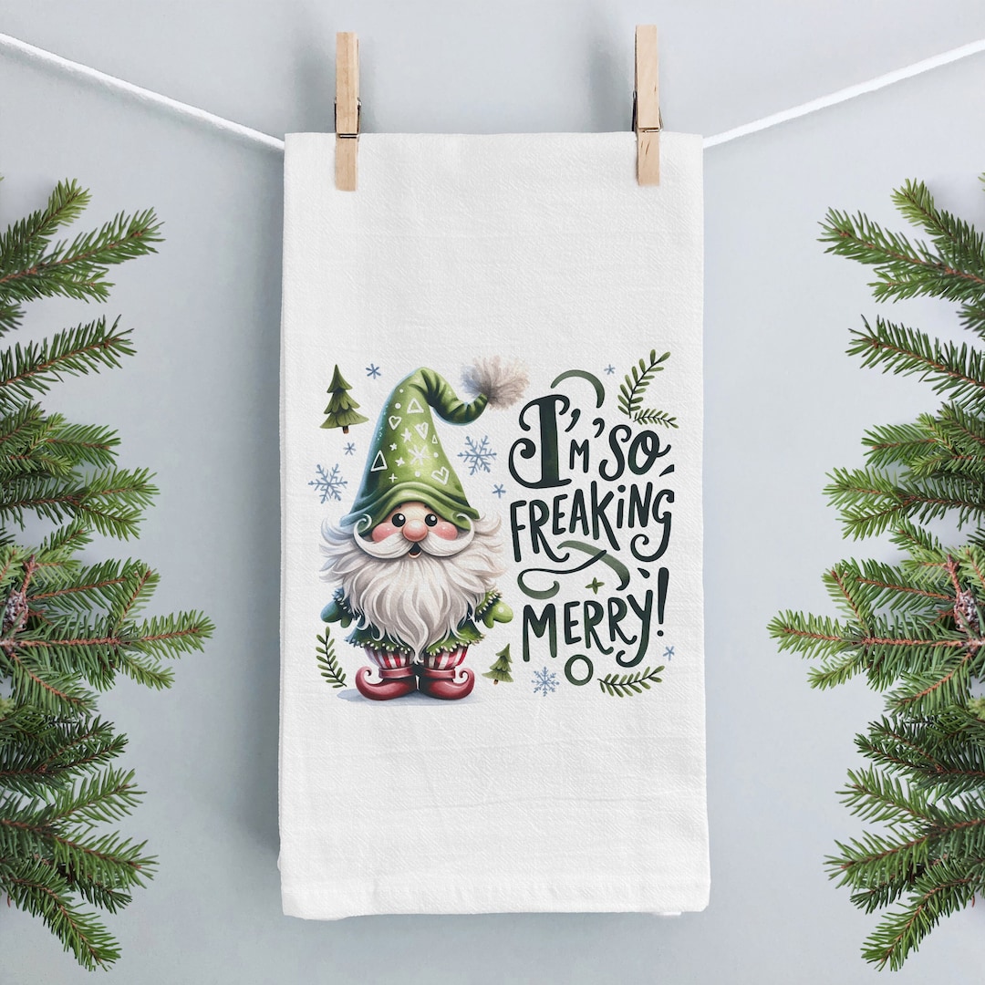 Christmas Cute Gnome Towel, Festive Holiday Home Decor, I'm so Merry
